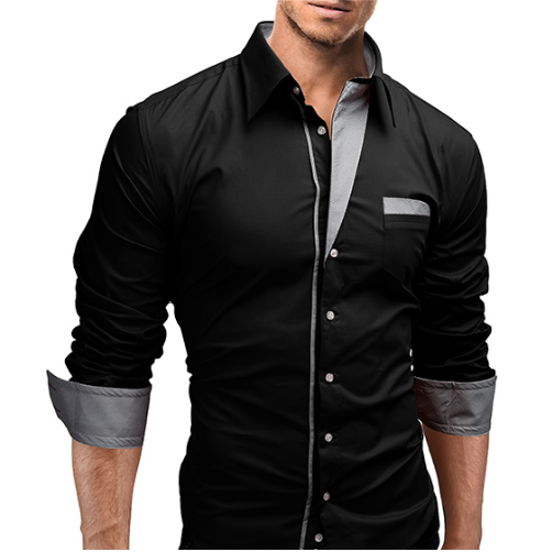 camisa social preta masculina manga longa